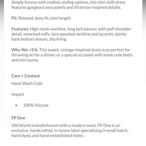 New Free People x FP One Vienna Mini Dress/size XS - Picture 7 of 8